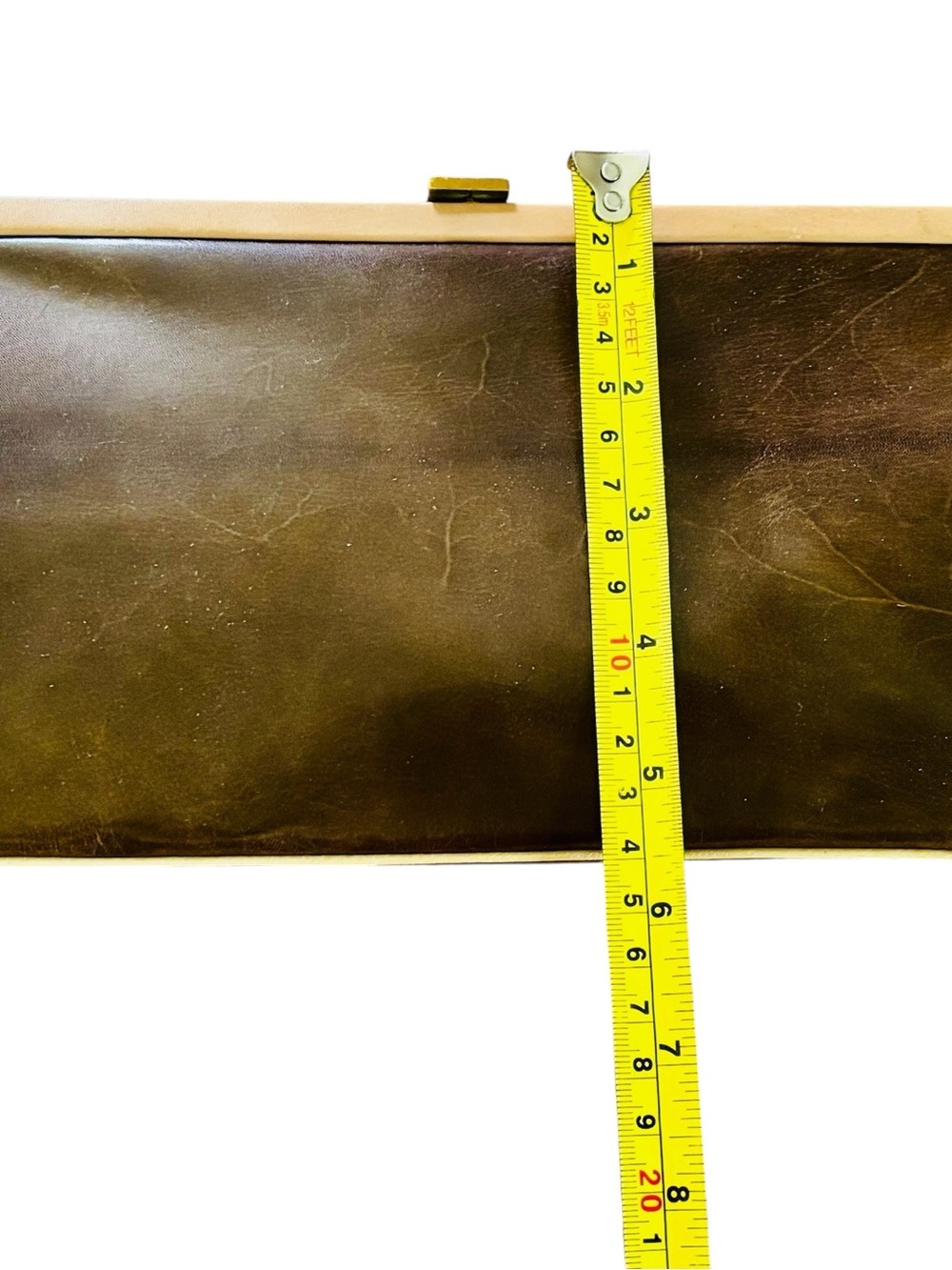 Pappagallo Vintage 70s Brown Leather Clutch with Gold Chain - Picture 10 of 14